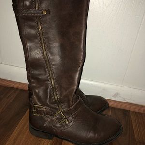 Brown leather tall riding boots - size 8